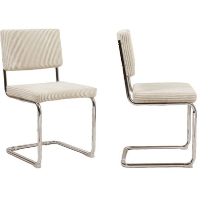 Lot de 2 chaises en velours côtelé et métal chromé - DULCE HOMIFAB