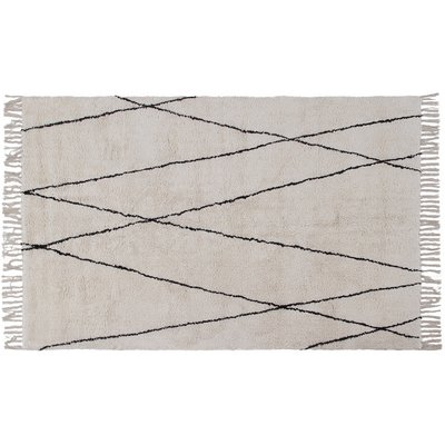 Tapis berbère à franges en coton écru 160 x 230cm HODNA MILIBOO