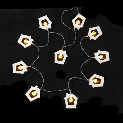Guirlande lumineuse interieure 8 maisons en bois a Led DOUCEUR D'INTÉRIEUR