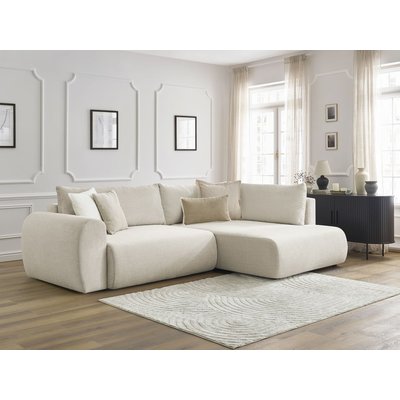 Canapé d'angle convertible 3 places en tissu lisse, LUCIEN BOBOCHIC