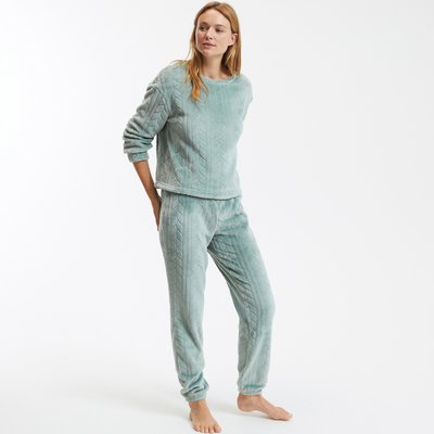 Pyjama in fleecetricot, kabel effect SO'HOME