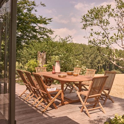 Salon de jardin en teck huilé massif extensible 8/10 places  BALI BERAH GETAH