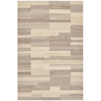 Tapis tufté main en laine à rayures - Natur Loop THEKO