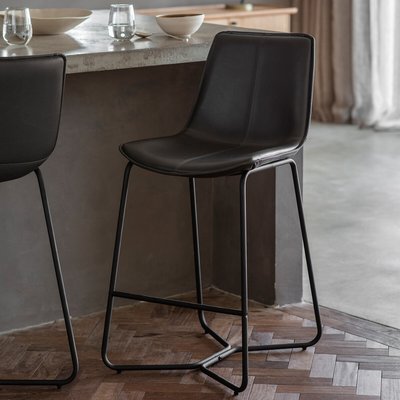 Hines Industrial Faux Leather Bar Stools (Set of 2) SO'HOME