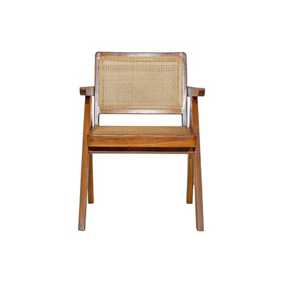 Chaise vintage en bois teck massif et cannage rotin JANNIE MILIBOO