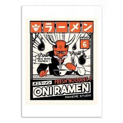 Affiche d’art et cadre noir 30 x 40 cm - Oni Ramen - Paiheme studio WALL EDITIONS