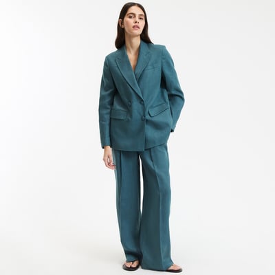 Широкие льняные брюки с защипами LA REDOUTE COLLECTIONS