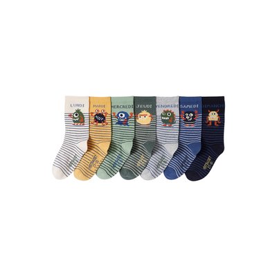 Lot de 7 paires de chaussettes semainier monstres VERTBAUDET