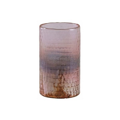 Photophore en verre teinté rose et doré 8 cm AUBRY GASPARD
