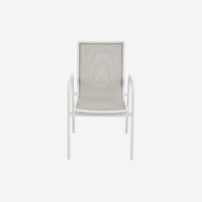 Chaise de jardin en tissu déperlant et aluminium blanc NAZARE HABITAT