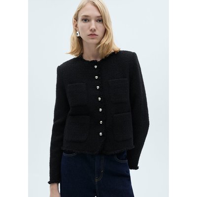 Veste tweed boutons bijoux MANGO