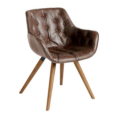 Chaise en simili et bois noyer ANGEL CERDA