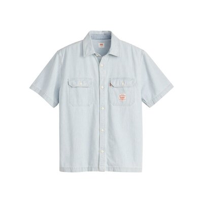 Chemise Levi's® coton avec manches courtes et col à revers bleu rayée LEVI'S