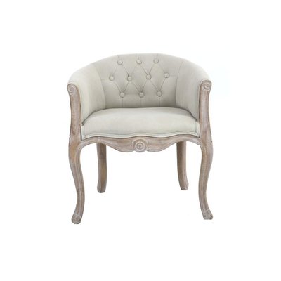 Fauteuil Capitonné Classique Beige WADIGA