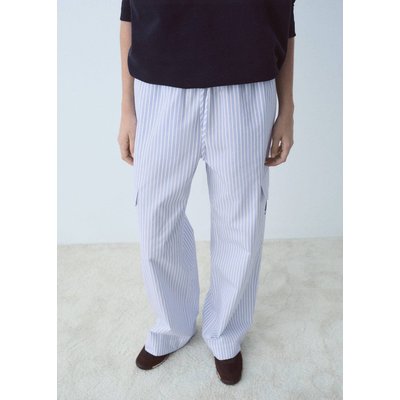 Pantalon en popeline rayée avec poches MANGO