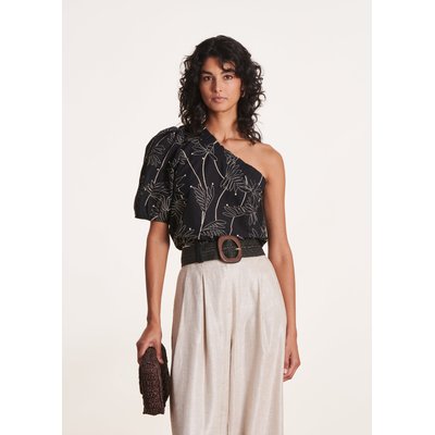 Top court one shoulder en coton brodé LA FEE MARABOUTEE