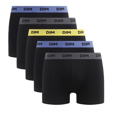 Pack of 5 boxer shorts with coloured waistband DIM