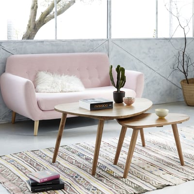 Lot de 2 tables basses gigognes en bois massif  ODDA BERAH GETAH