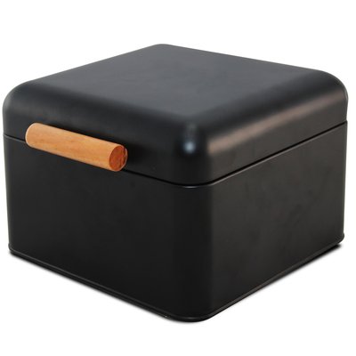 Boîte organisation de la cuisine en métal noir et bois 20x20x14cm WADIGA