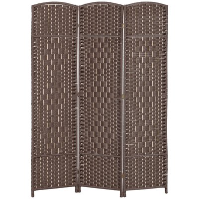 Paravent intérieur 3 panneaux pliables en bois style bohème tissé HOMCOM