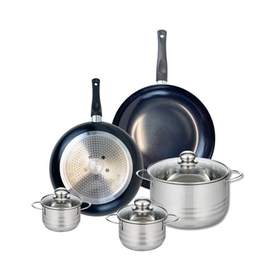 Batterie 2 poêles 28/32cm + 3 faitouts 12/14/24cm PRIMA BRILLANT ELO