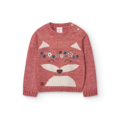 Pull dessin devant et col rond BOBOLI