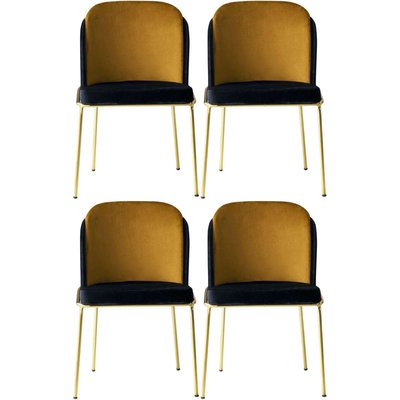 Chaise en velours et métal Dore (Lot de 4) HANAH HOME