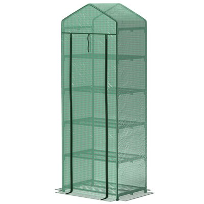 Serre de jardin balcon 5 étagères porte zippée acier PE OUTSUNNY