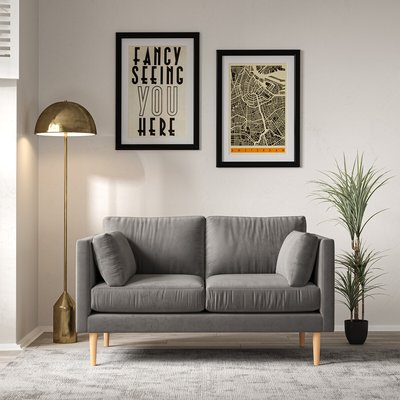 Gabriela Modern Velvet 2 Seater Feather Sofa with Light Wood Legs SO'HOME