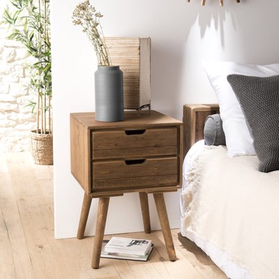Table de chevet en bois de sapin 2 tiroirs LIMA PIER IMPORT