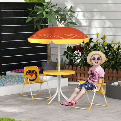 Ensemble salon de jardin enfant 4 pièces design lion OUTSUNNY