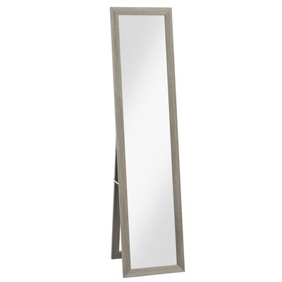 Miroir sur pied et mural rectangulaire aspect bois gris HOMCOM