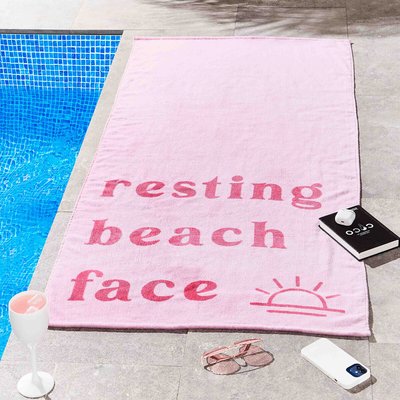 Resting Beach Face Cotton Beach Towel SASSY B