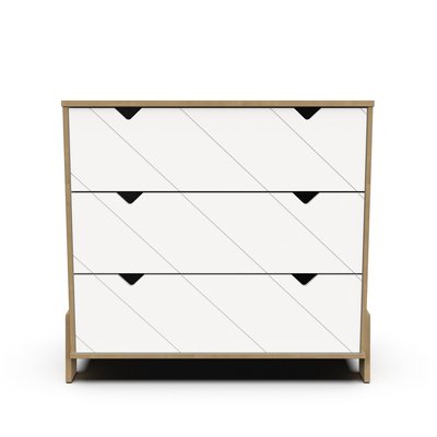 Commode 3 tiroirs décor blanc et chêne hamilton L93,9 cm - ALBIZIA CALICOSY