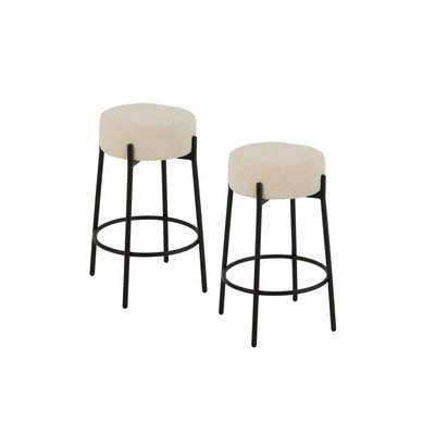Tabourets de bar en métal noir et bouclette (lot de 2) - GERDA HELLIN, DEPUIS 1862
