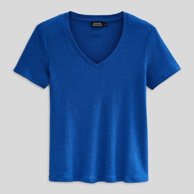 T-shirt manches courtes uni contenant du lin MONOPRIX