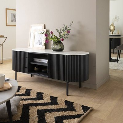 Meuble TV en métal et marbre blanc  MONA MADE IN MEUBLES 