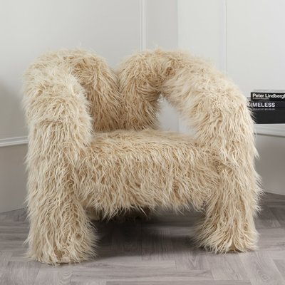 Katrin Faux Fur Sculptural Accent Chair SO'HOME