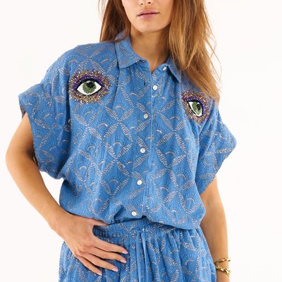 Chemise manches courtes broderies perles EDITH WILD