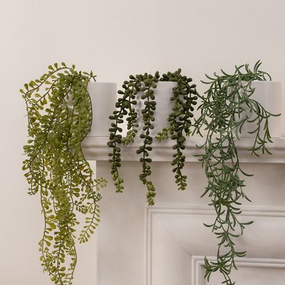 Set of 3 Artificial Trailing Plants in Ceramic Pots SO'HOME