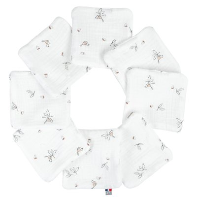 Lot de 8 lingettes lavables en gaze de coton et bambou MELODY SEVIRA KIDS