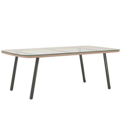 Table en rotin Résine tressée Bois naturel OUTSUNNY