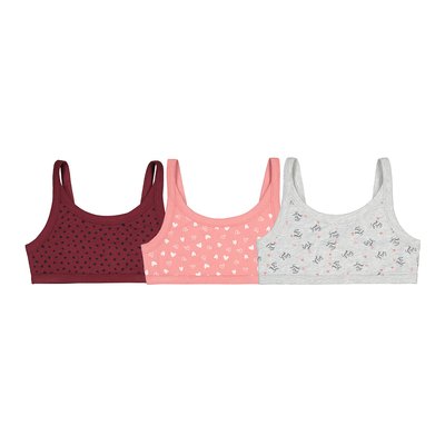 Lot de 3 brassières en coton imprimées cœurs LA REDOUTE COLLECTIONS