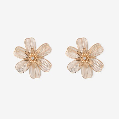 Grandes boucles d'oreilles fleurs en filigrane dorées BALABOOSTE