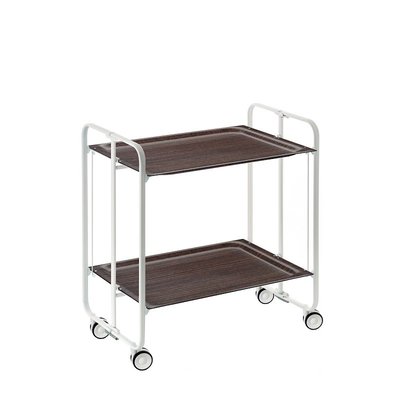 Table roulante pliante  BAUHAUS châssis blanc, 2 plateaux DON HIERRO