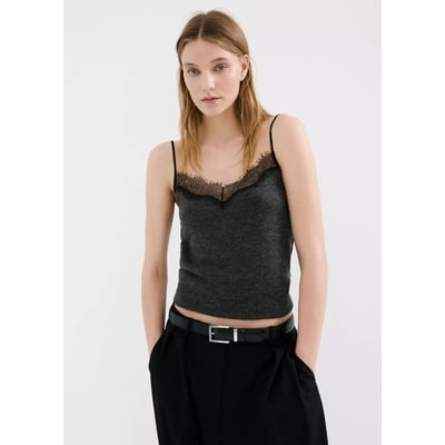 Haut avec décolleté en dentelle MANGO