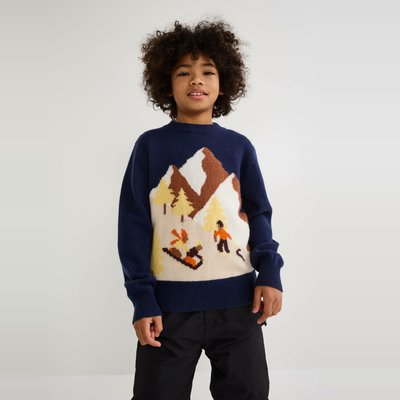Pull en laine jacquard col rond MONOPRIX