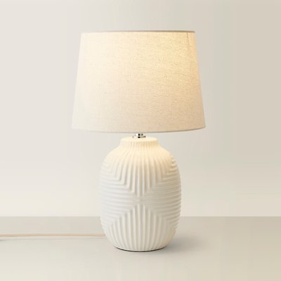 Medium Geometric Ribbed Gloss Table Lamp with Tapered Shade SO'HOME