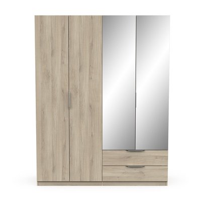 Armoire 4 portes, 2 tiroirs et 2 miroirs Ghost - L157,3 cm CALICOSY