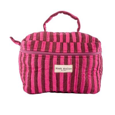 Trousse vanity en coton matelassé Stripes BINDI ATELIER